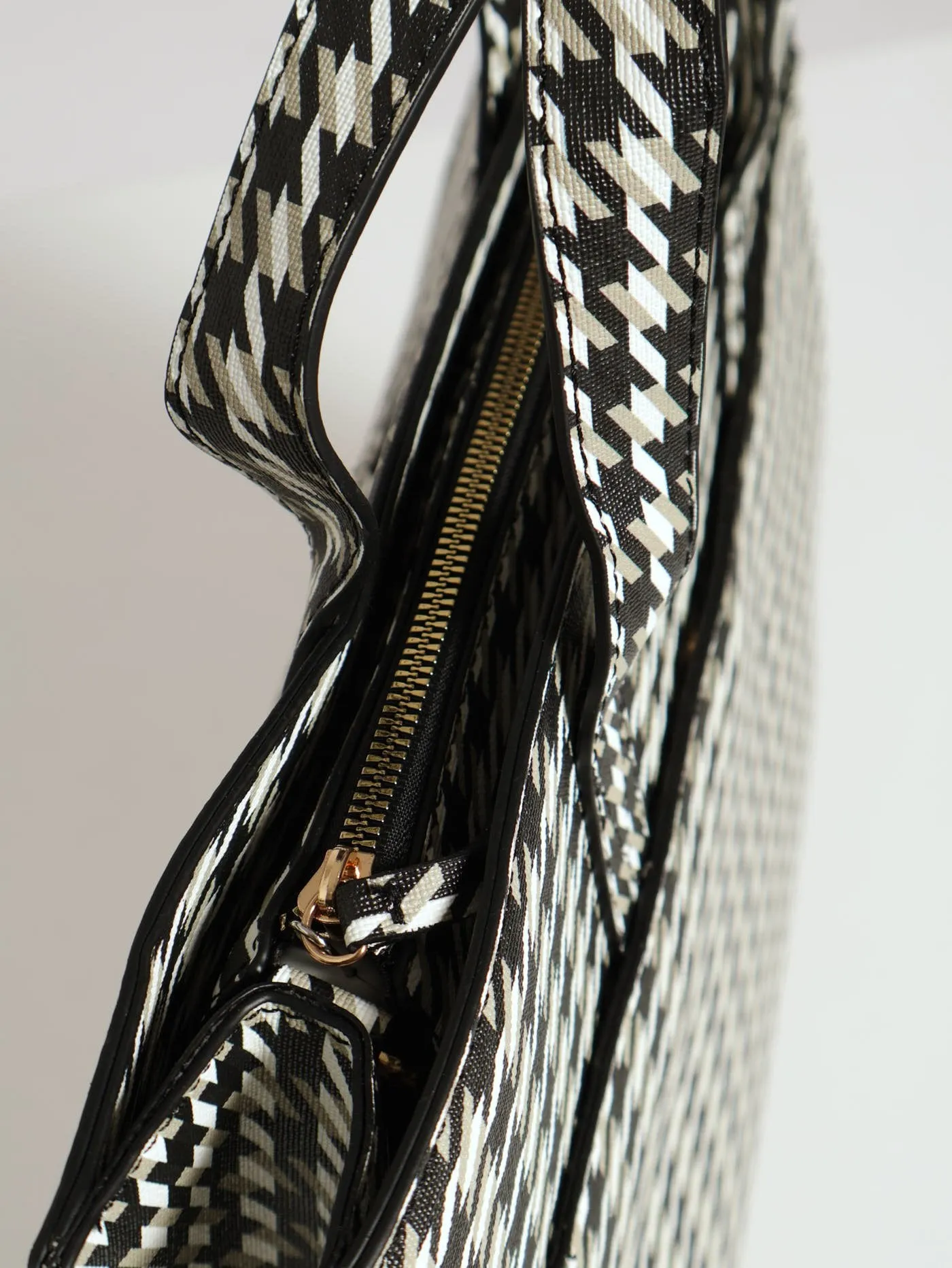 Houndstooth Large Tote Bag