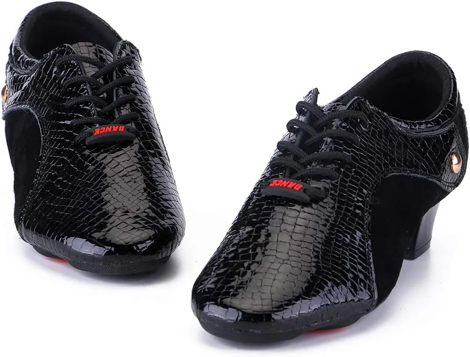 HROYL Men's Standard Latin/Jazz Dance Shoes Leather lace-up Ballroom W-701