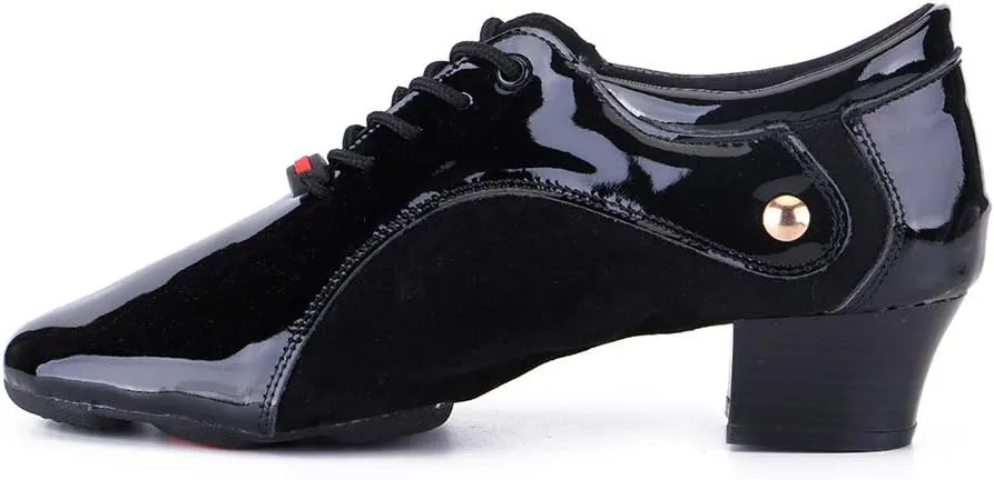 HROYL Men's Standard Latin/Jazz Dance Shoes Leather lace-up Ballroom W-701