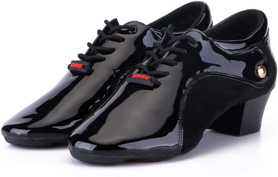 HROYL Men's Standard Latin/Jazz Dance Shoes Leather lace-up Ballroom W-701