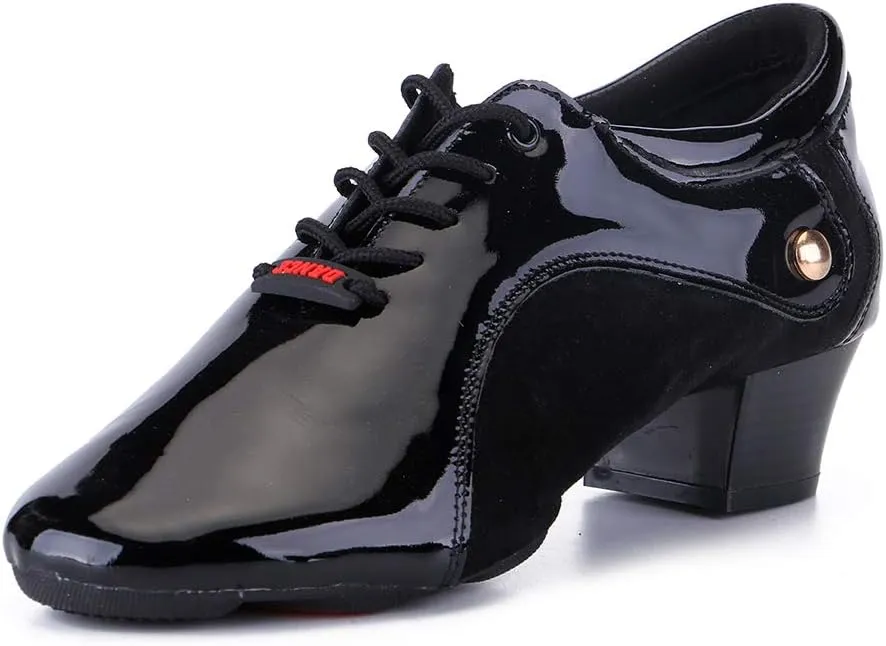 HROYL Men's Standard Latin/Jazz Dance Shoes Leather lace-up Ballroom W-701