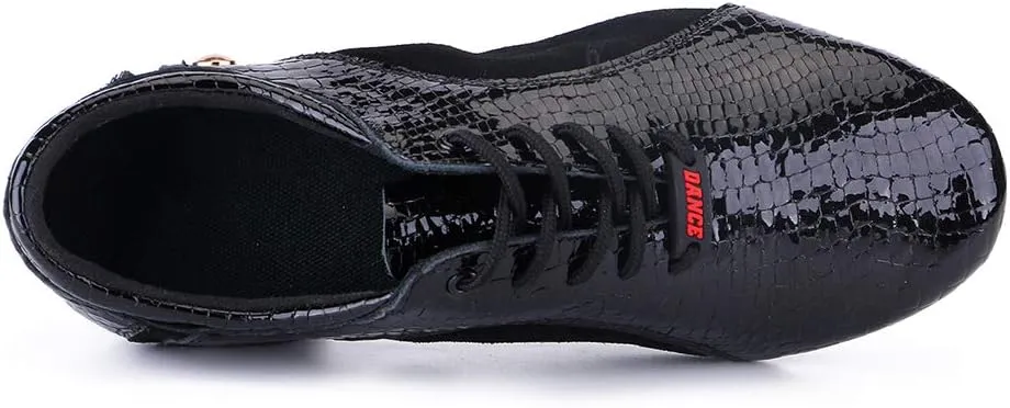 HROYL Men's Standard Latin/Jazz Dance Shoes Leather lace-up Ballroom W-701