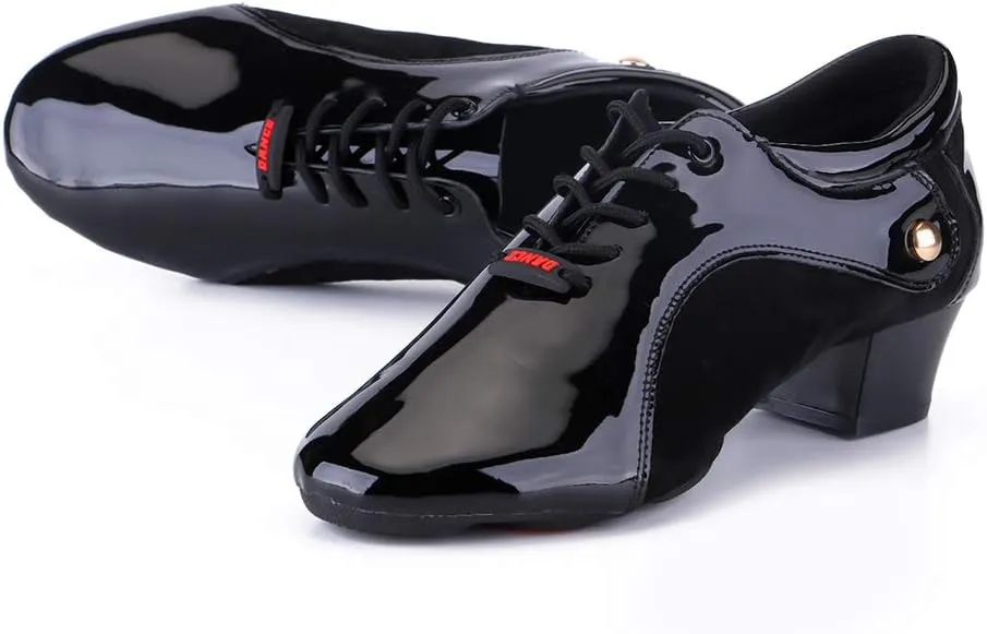 HROYL Men's Standard Latin/Jazz Dance Shoes Leather lace-up Ballroom W-701