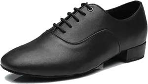 HROYL Men's Standard Latin/Jazz Dance Shoes Leather lace-up Ballroom W-701