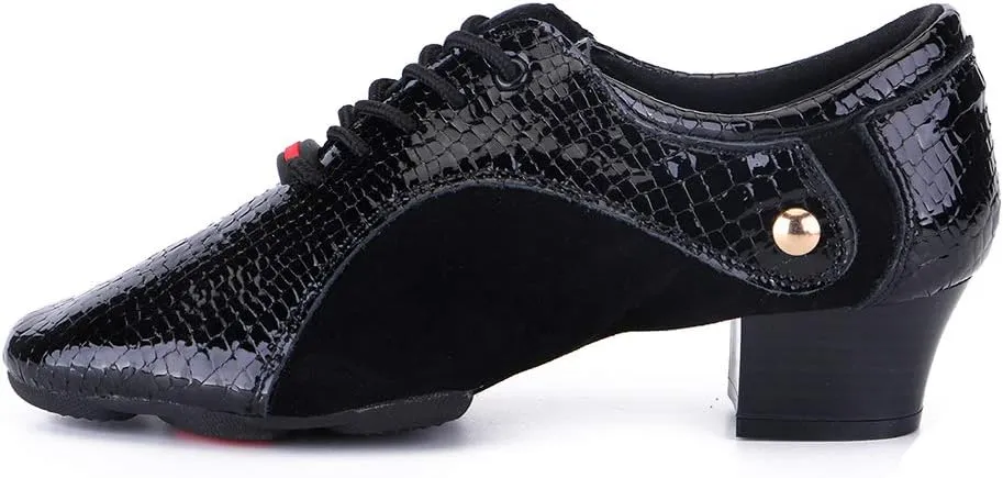 HROYL Men's Standard Latin/Jazz Dance Shoes Leather lace-up Ballroom W-701
