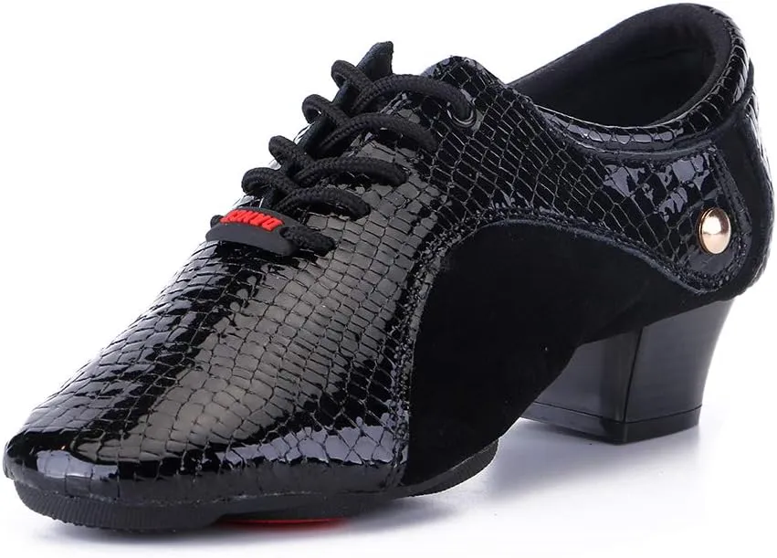 HROYL Men's Standard Latin/Jazz Dance Shoes Leather lace-up Ballroom W-701