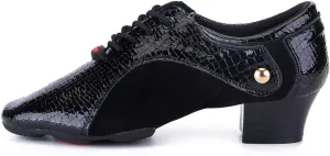 HROYL Men's Standard Latin/Jazz Dance Shoes Leather lace-up Ballroom W-701