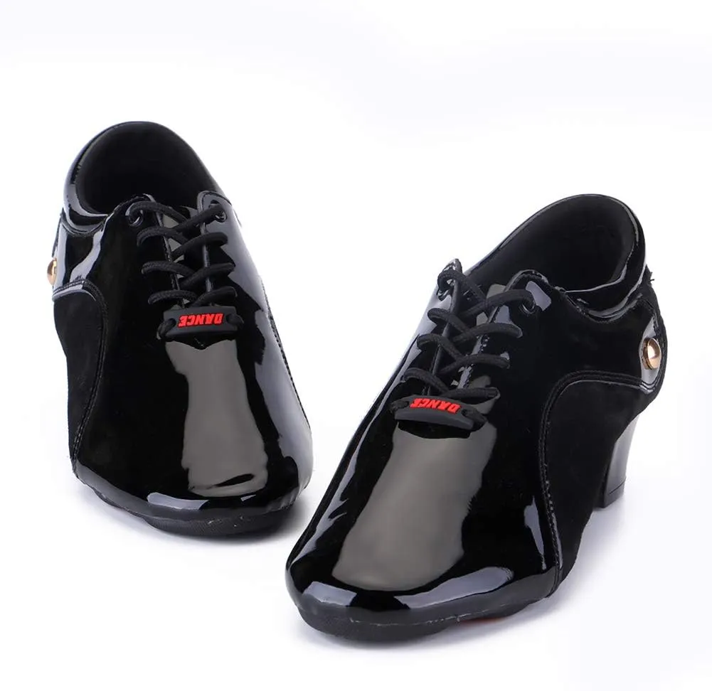 HROYL Men's Standard Latin/Jazz Dance Shoes Leather lace-up Ballroom W-701