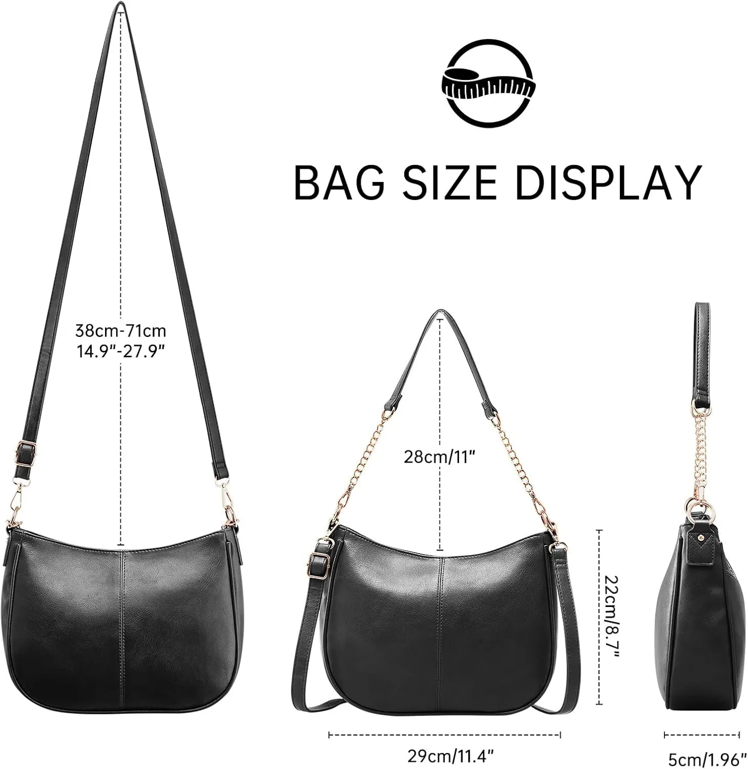 HUA ANGEL Crossbody Bags for Women Vegan Leather Tote Shoulder Bag with Two Strap Ladies Fashion Travel Shoulder Hobo Handbag