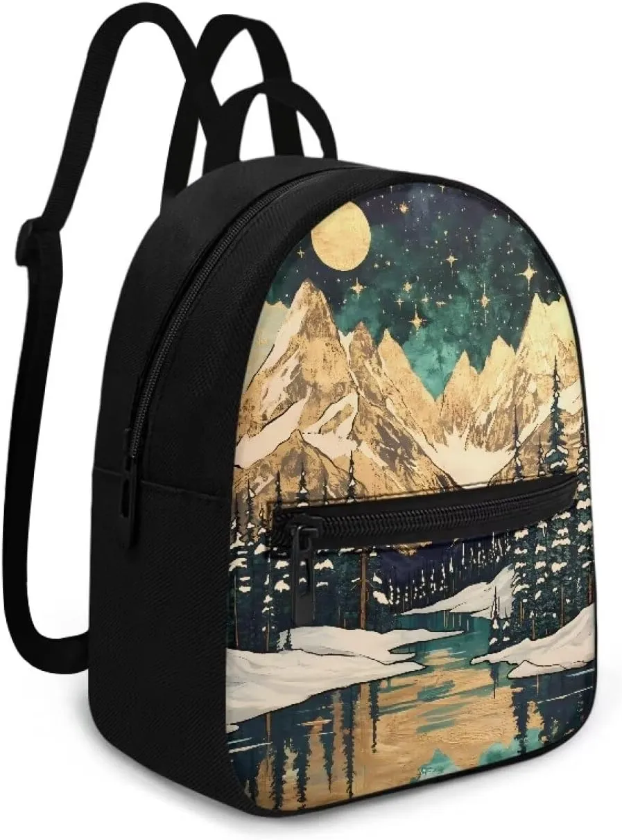 HUGS IDEA Aurora Forests Purse for Women Backpack for Travel Mini Handbag for Teen Girls Travel Shoulder Bags Casual Daypack with Zipper Back Pack Lightweight Daypack Backpack