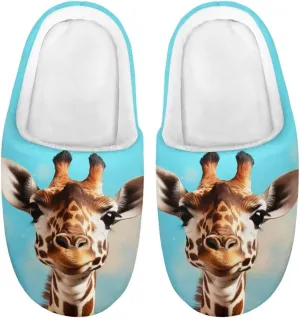 HUIACONG Kawaii Giraffe Boys House Shoes Cute Animal Kids Fuzzy Slippers Size 13/13.5 Girls Slippers Warm Comfort Children Slipper for Home Office Open Back Slippers
