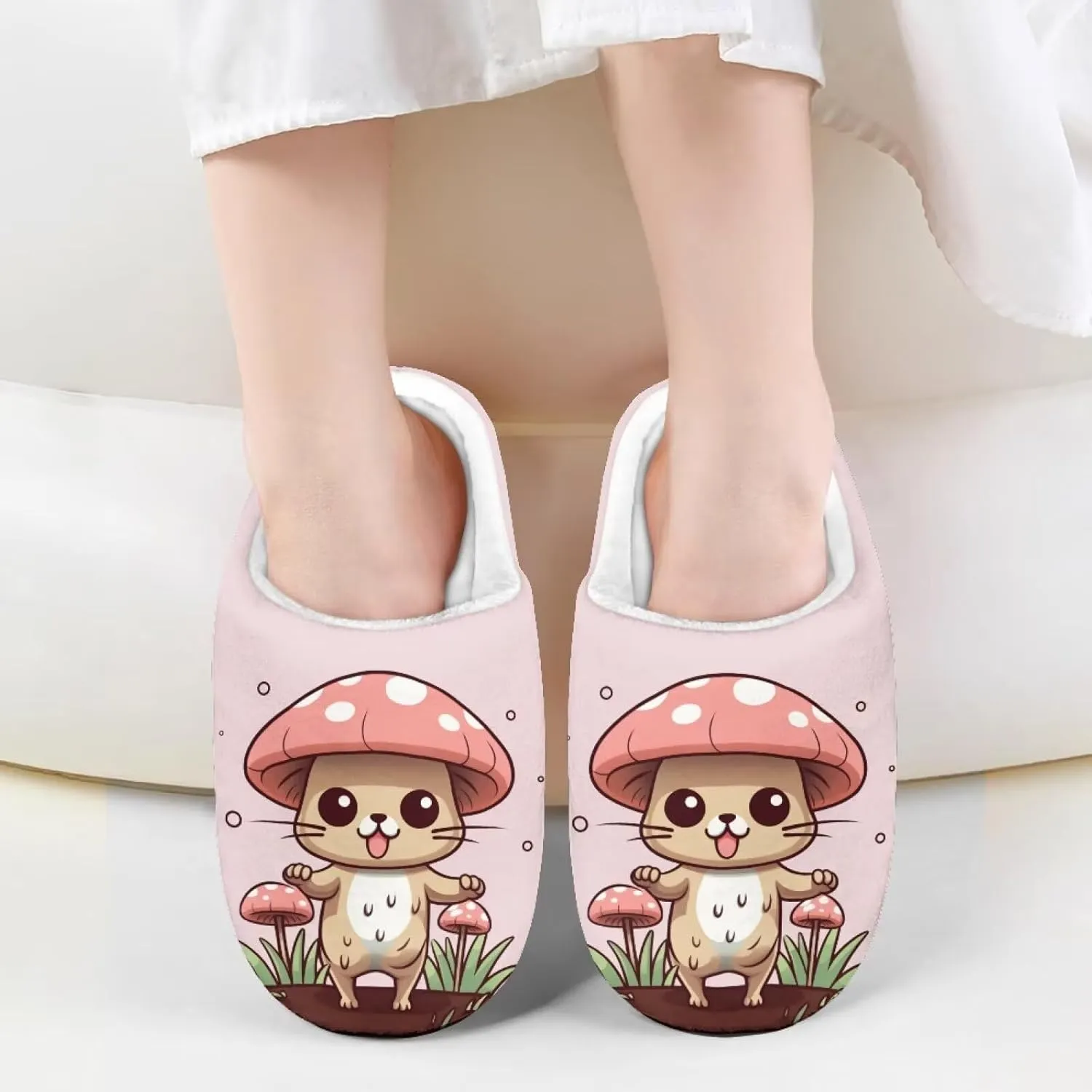 HUIACONG TPR Sole Boys Girls Indoor Outdoor Slippers Fuzzy Unisex House Shoes