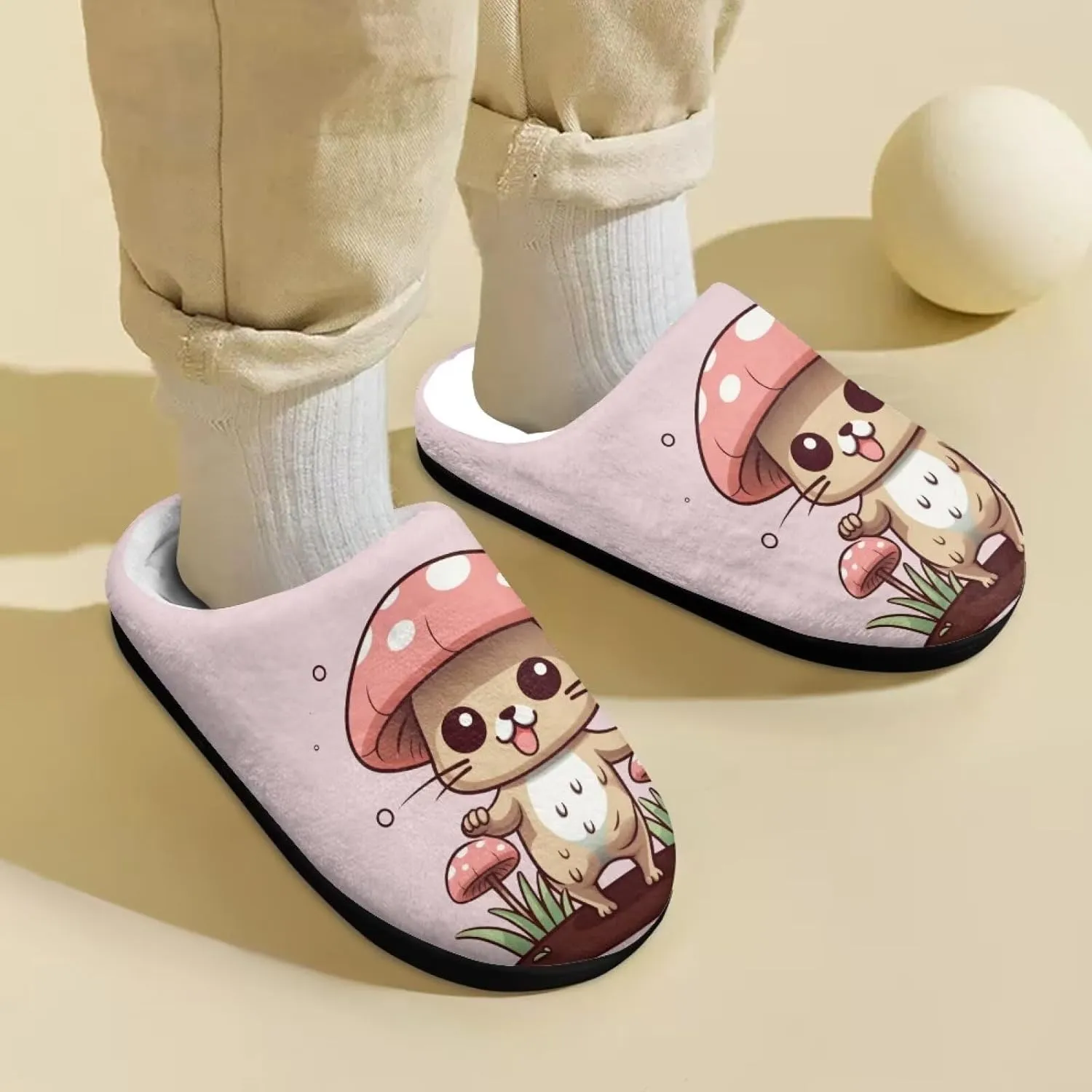 HUIACONG TPR Sole Boys Girls Indoor Outdoor Slippers Fuzzy Unisex House Shoes