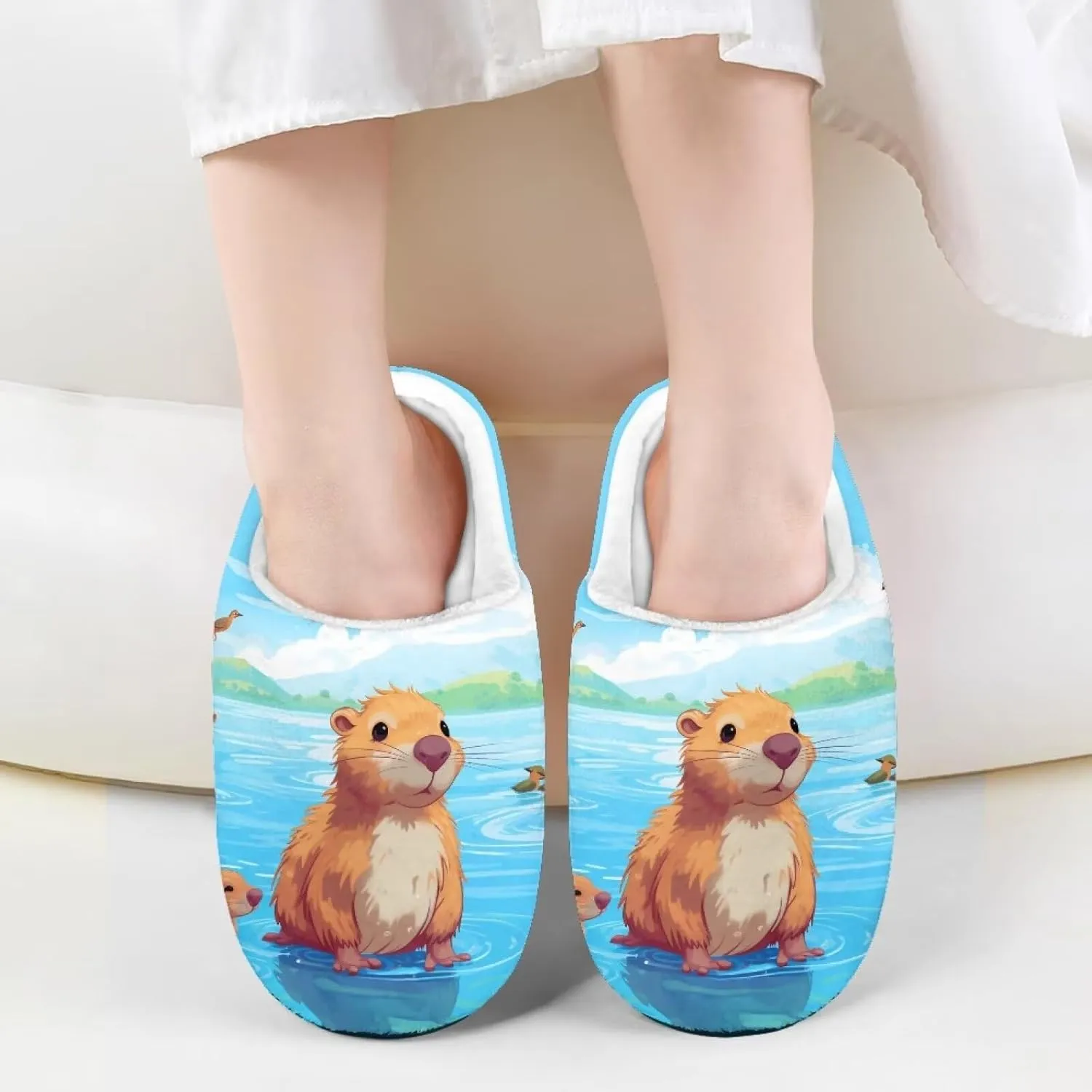 HUIACONG TPR Sole Boys Girls Indoor Outdoor Slippers Fuzzy Unisex House Shoes