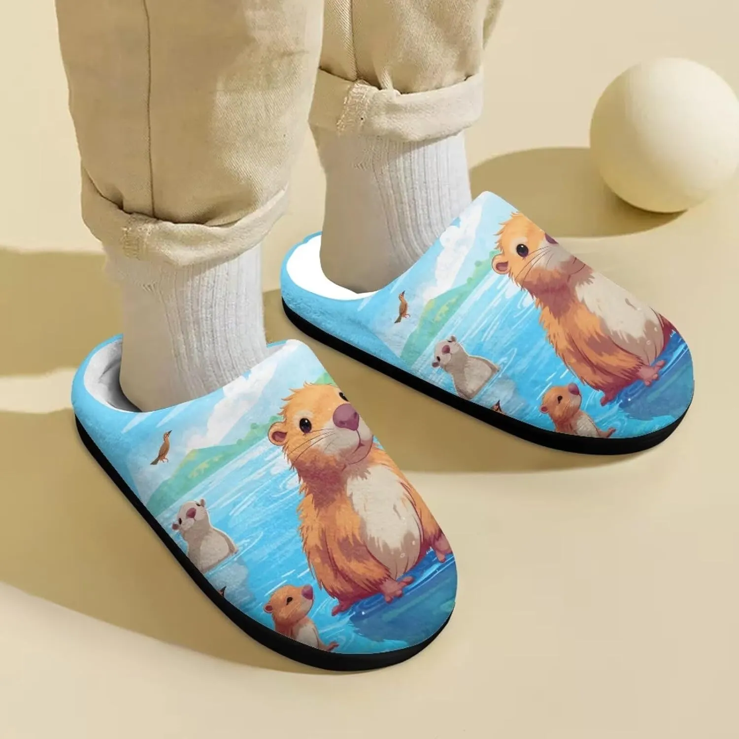 HUIACONG TPR Sole Boys Girls Indoor Outdoor Slippers Fuzzy Unisex House Shoes