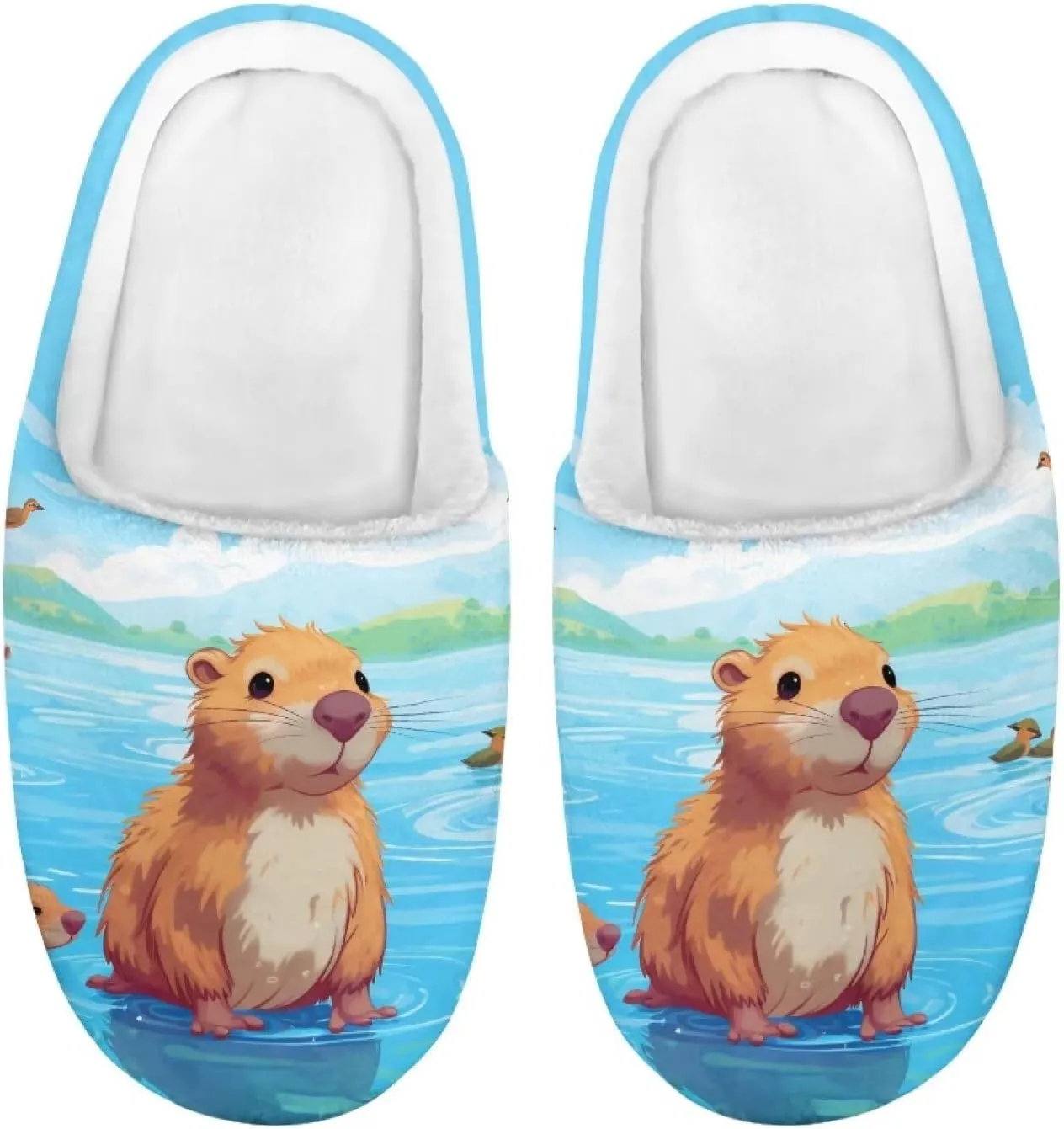 HUIACONG TPR Sole Boys Girls Indoor Outdoor Slippers Fuzzy Unisex House Shoes