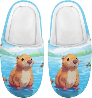 HUIACONG TPR Sole Boys Girls Indoor Outdoor Slippers Fuzzy Unisex House Shoes