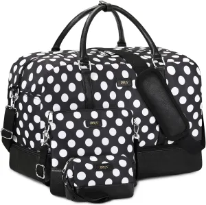 IBFUN Duffel Bag, 21'' Weekender Travel Bag with Shoe Compartment, Waterproof, Overnight Duffel Bag for Women, 3PCS