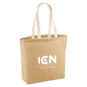Ibiza Club News White ICN Logo Jute Shopping Bag