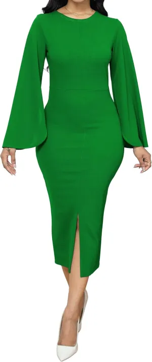 IbuduSexy Church Dresses for Women Elegant Sexy Business Outfits for Women Solid Color Pencil Dress for Women