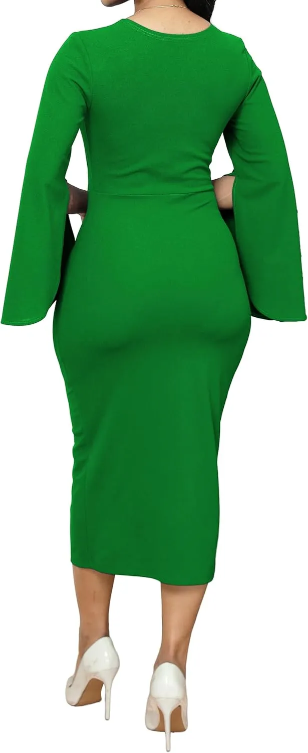 IbuduSexy Church Dresses for Women Elegant Sexy Business Outfits for Women Solid Color Pencil Dress for Women