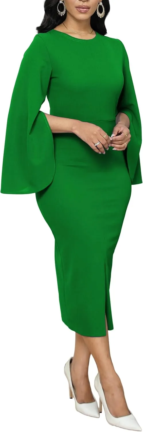 IbuduSexy Church Dresses for Women Elegant Sexy Business Outfits for Women Solid Color Pencil Dress for Women