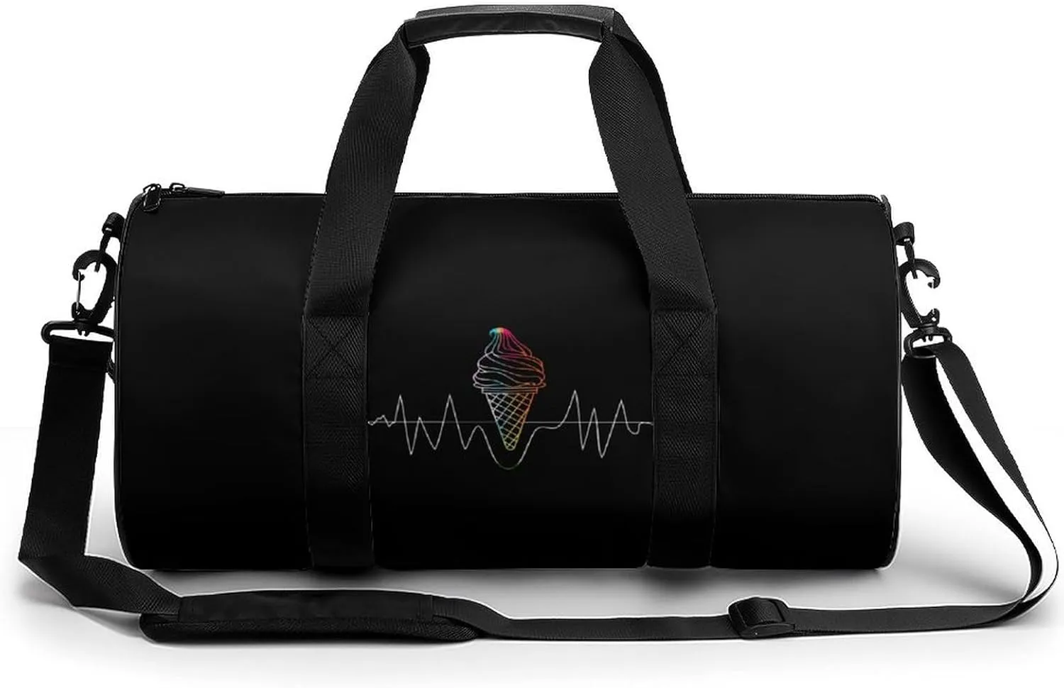 Ice Cream Cone Heartbeat Gym Bag Lightweight Carry On Duffel Bag Athletic Sports Travel Bag Weekender Bag for Men Women