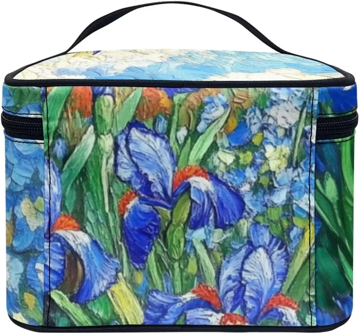 Irises Makeup Bag Large Capacity Travel Cosmetic Bag Oil Painting Design Portable Lipstick Cosmetic Bags Storage Bag Makeup Bag Cosmetic Bags with Zipper