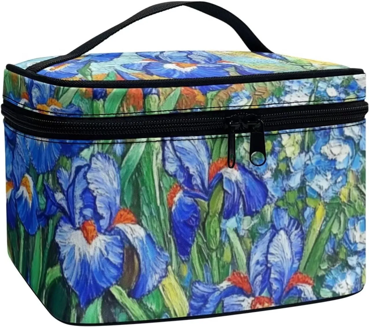 Irises Makeup Bag Large Capacity Travel Cosmetic Bag Oil Painting Design Portable Lipstick Cosmetic Bags Storage Bag Makeup Bag Cosmetic Bags with Zipper