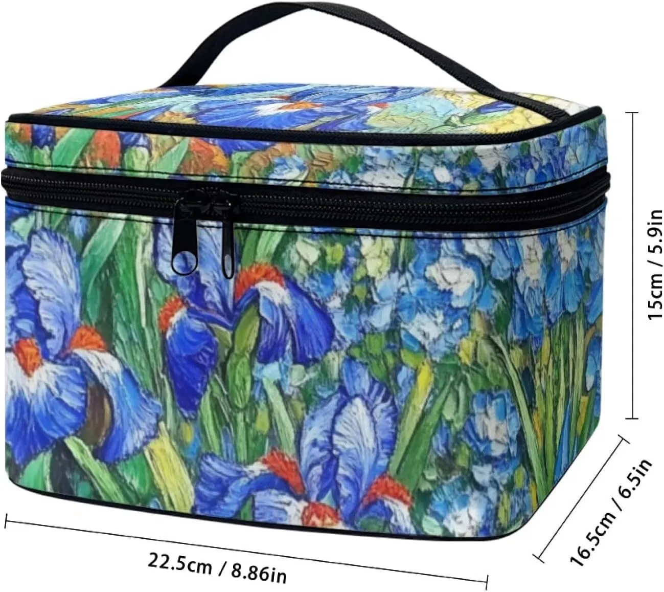 Irises Makeup Bag Large Capacity Travel Cosmetic Bag Oil Painting Design Portable Lipstick Cosmetic Bags Storage Bag Makeup Bag Cosmetic Bags with Zipper