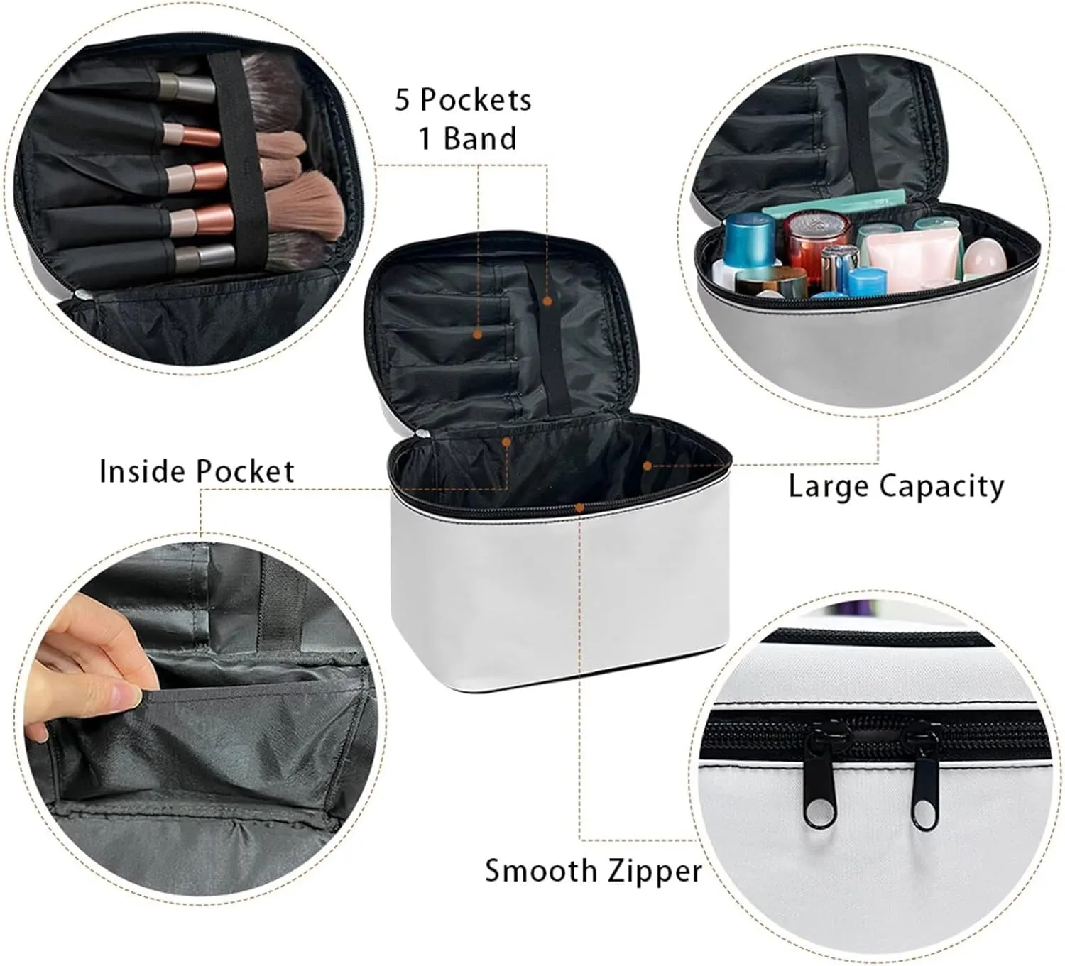 Irises Makeup Bag Large Capacity Travel Cosmetic Bag Oil Painting Design Portable Lipstick Cosmetic Bags Storage Bag Makeup Bag Cosmetic Bags with Zipper