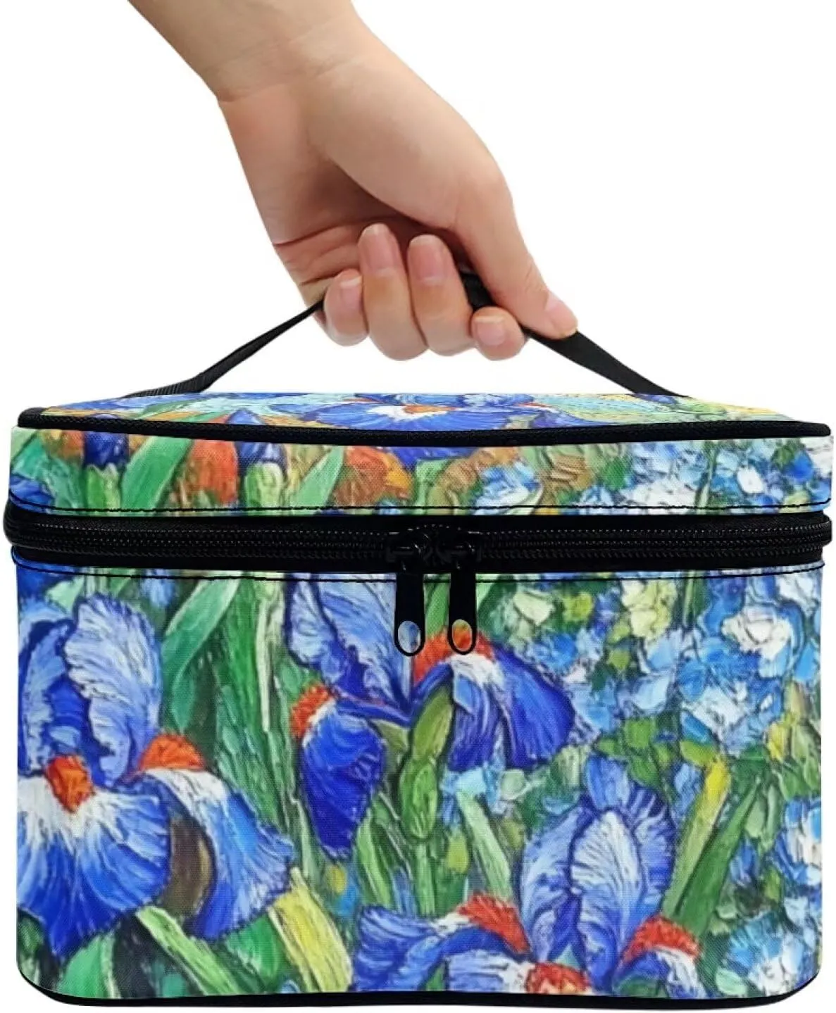 Irises Makeup Bag Large Capacity Travel Cosmetic Bag Oil Painting Design Portable Lipstick Cosmetic Bags Storage Bag Makeup Bag Cosmetic Bags with Zipper
