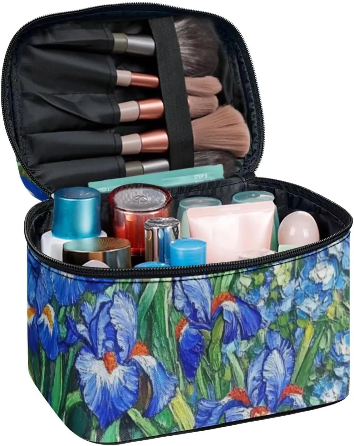 Irises Makeup Bag Large Capacity Travel Cosmetic Bag Oil Painting Design Portable Lipstick Cosmetic Bags Storage Bag Makeup Bag Cosmetic Bags with Zipper