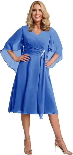 ISABUFEI Mother of The Bride Dresses for Wedding Chiffon Formal Evening Dresses V-Neck Wedding Guest Dresses for Women