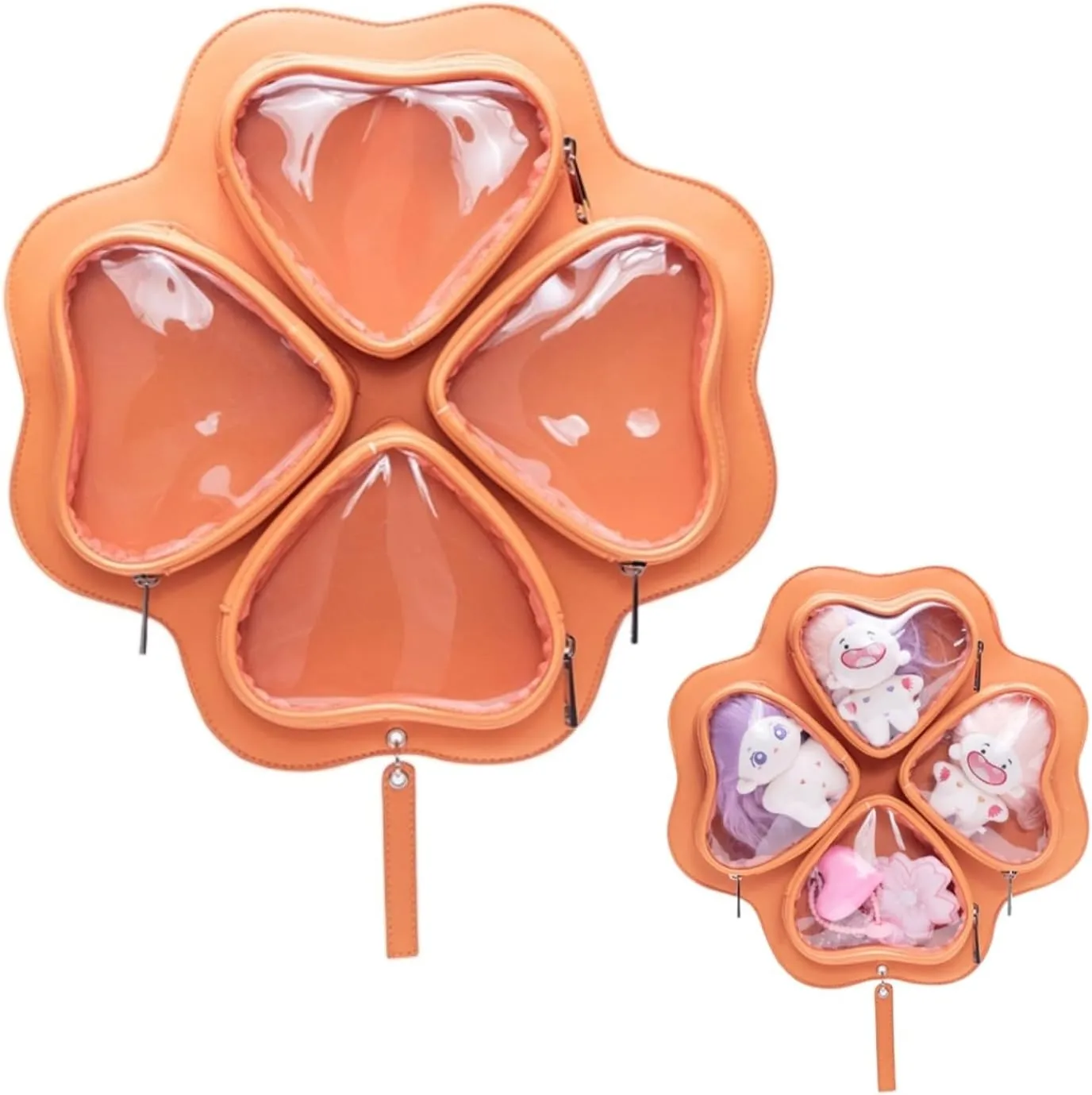 Ita Bag Four-Leaf CloverShaped Backpack & Crossbody Cute Pin Display Gift for Friends Her (orange)
