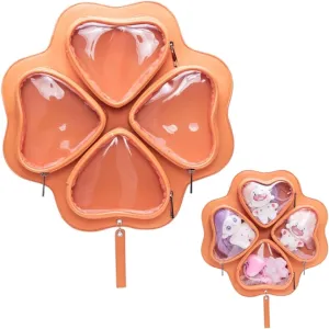 Ita Bag Four-Leaf CloverShaped Backpack & Crossbody Cute Pin Display Gift for Friends Her (orange)
