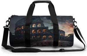 Italy Ancient Roman Landmarks Night Gym Bag Lightweight Duffel Bag Workout Bag Overnight Backpack Travel Bags for Men Women