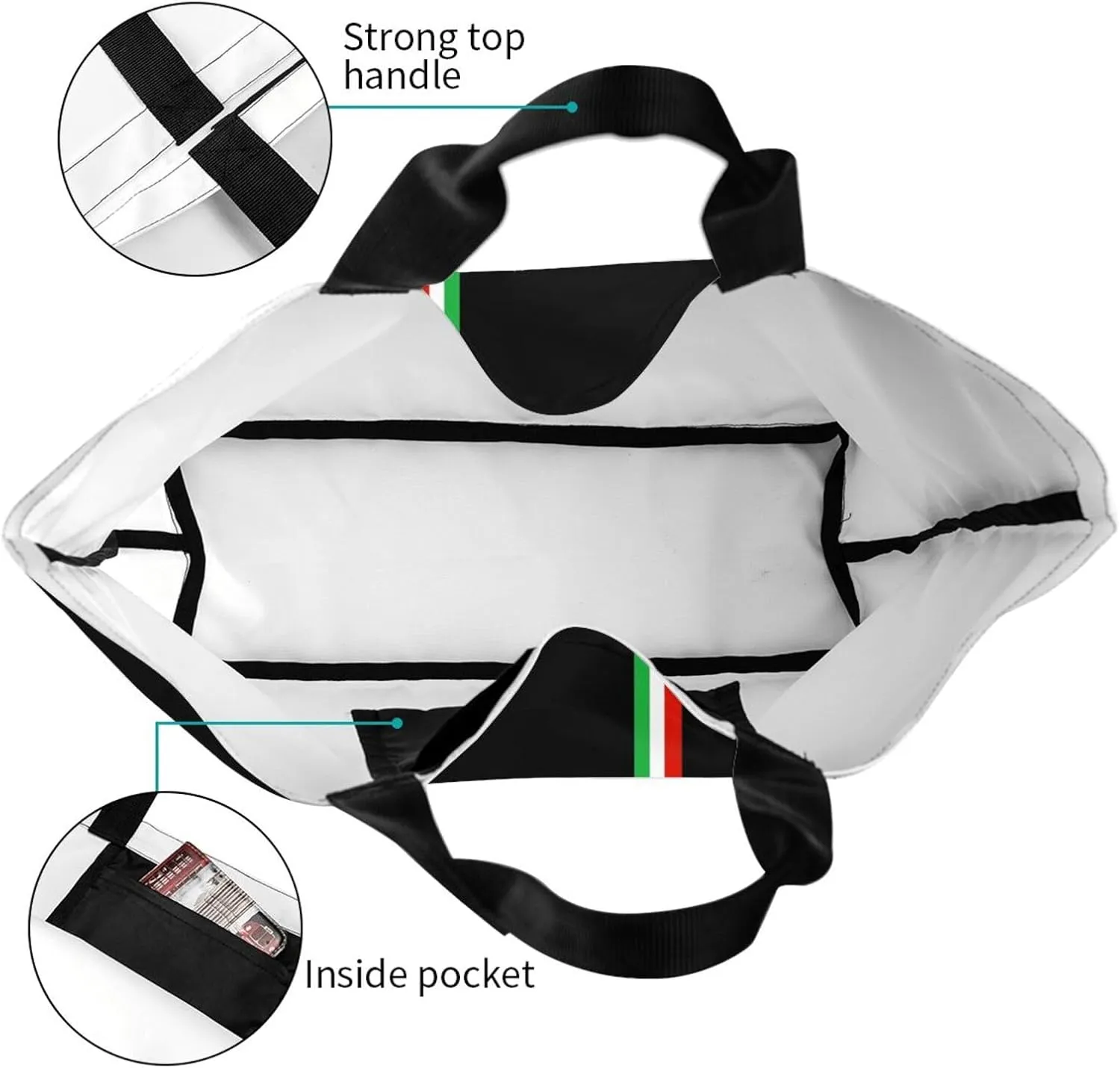 Italy Canvas Tote Bag Italy Flag Shoulder Bag Italian Casual Grocery Bags Flag Bag for Outdoor