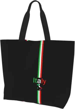 Italy Canvas Tote Bag Italy Flag Shoulder Bag Italian Casual Grocery Bags Flag Bag for Outdoor
