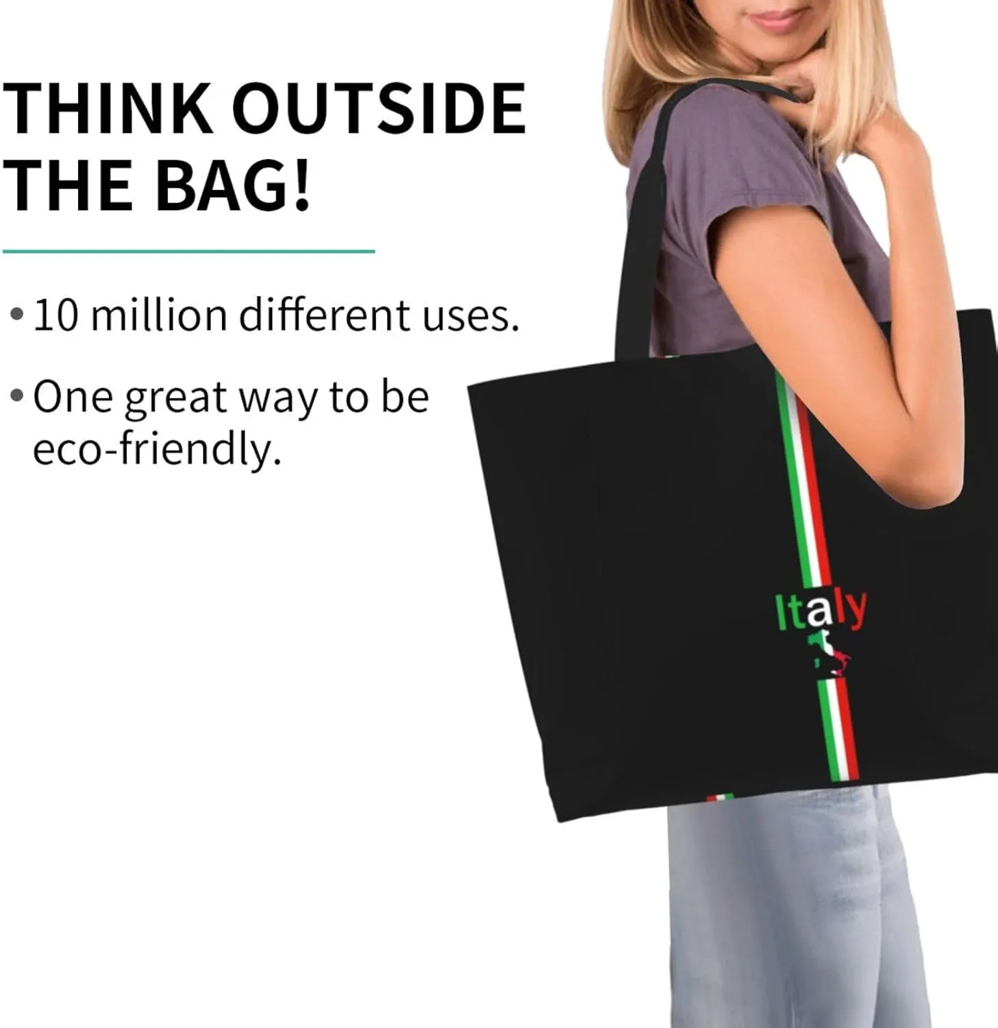 Italy Canvas Tote Bag Italy Flag Shoulder Bag Italian Casual Grocery Bags Flag Bag for Outdoor