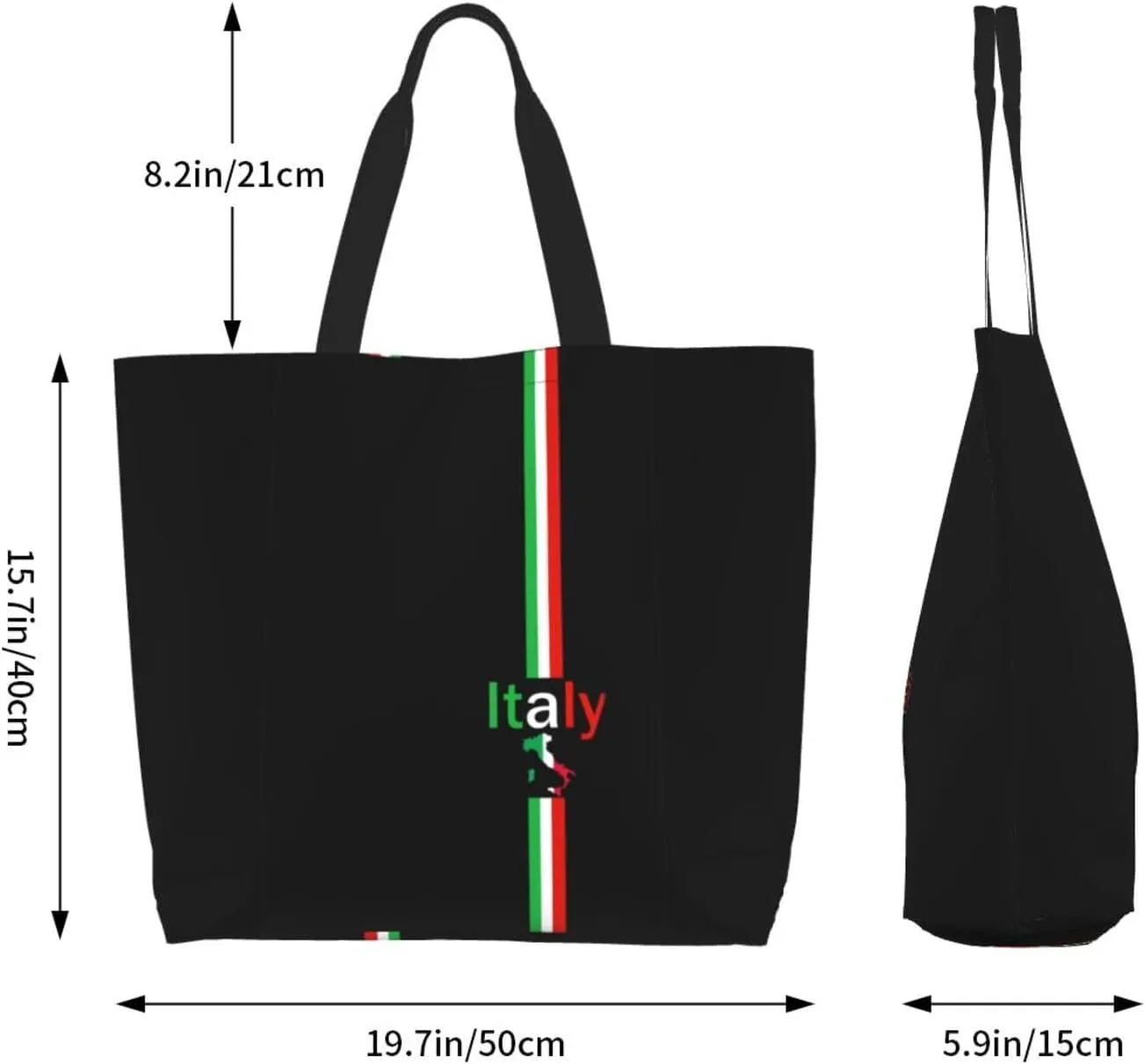 Italy Canvas Tote Bag Italy Flag Shoulder Bag Italian Casual Grocery Bags Flag Bag for Outdoor