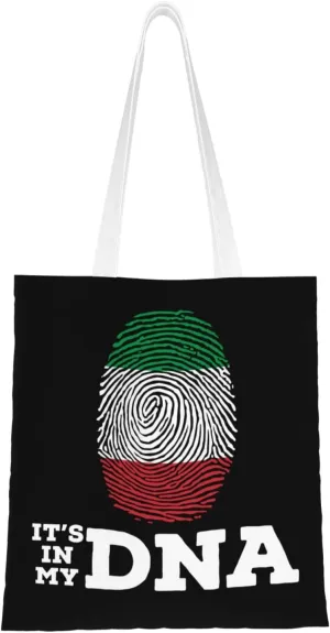 Italy It's in My DNA Tote Bag for Women Canvas Shopping Bags Reusable Large Capacity Casual Shoulder Handbags Grocery Bags DIY Gift Bags