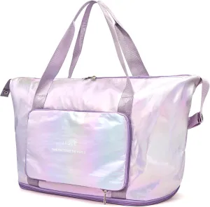 IwIeIaIrI Travel Sports Duffel Bags Gym Bag for Women Weekender Bags Carry On Duffel Bag with Shoe Compartment Weekender Overnight Bag with Wet Pocket Foldable Travel Tote Bag Purple