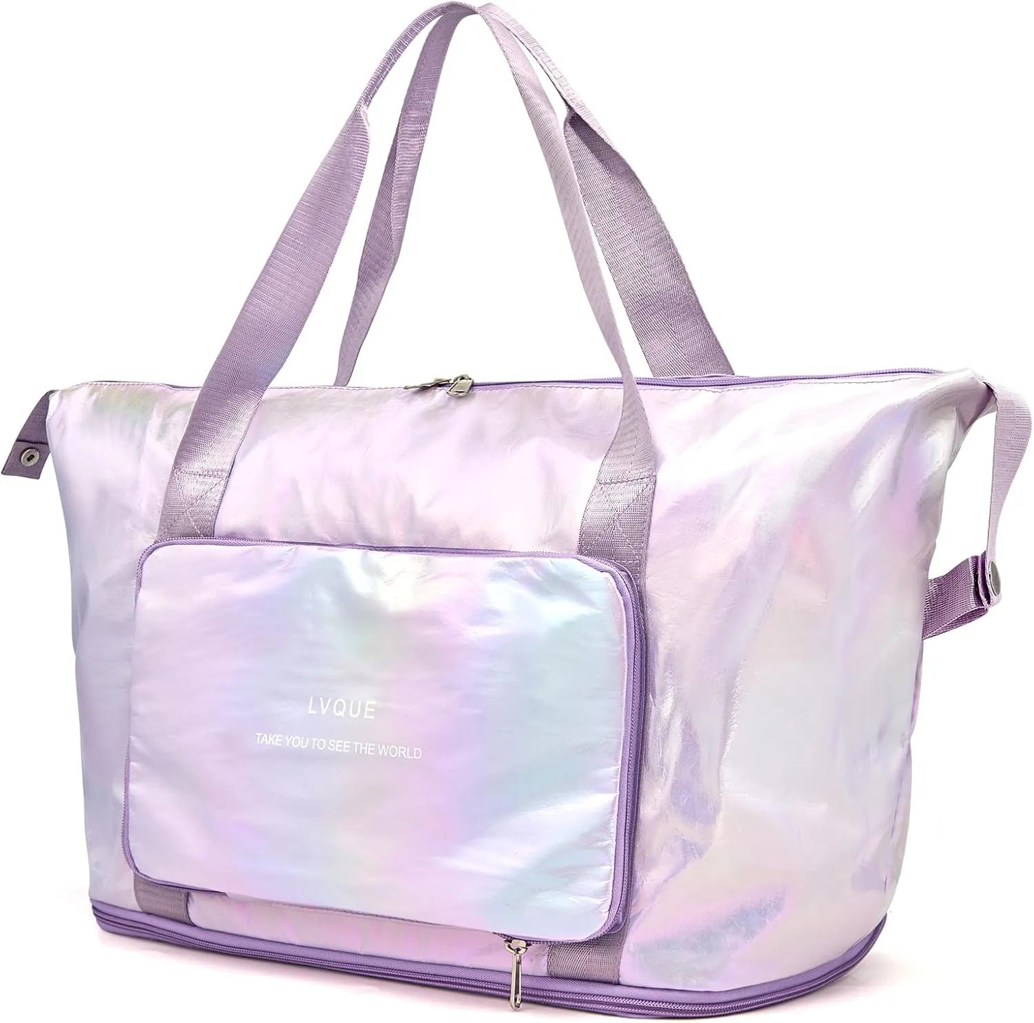 IwIeIaIrI Travel Sports Duffel Bags Gym Bag for Women Weekender Bags Carry On Duffel Bag with Shoe Compartment Weekender Overnight Bag with Wet Pocket Foldable Travel Tote Bag Purple