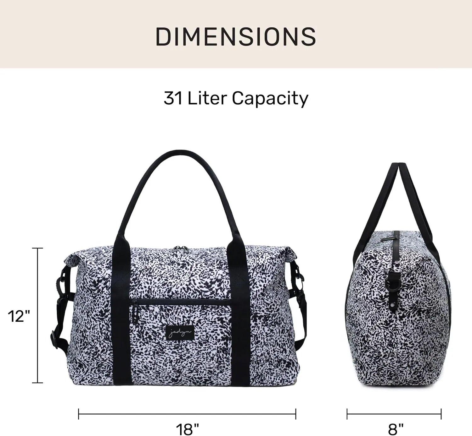 Jadyn Lola Travel Bag, Weekender/Overnight Duffel, Gym Tote Bag for Women, Men