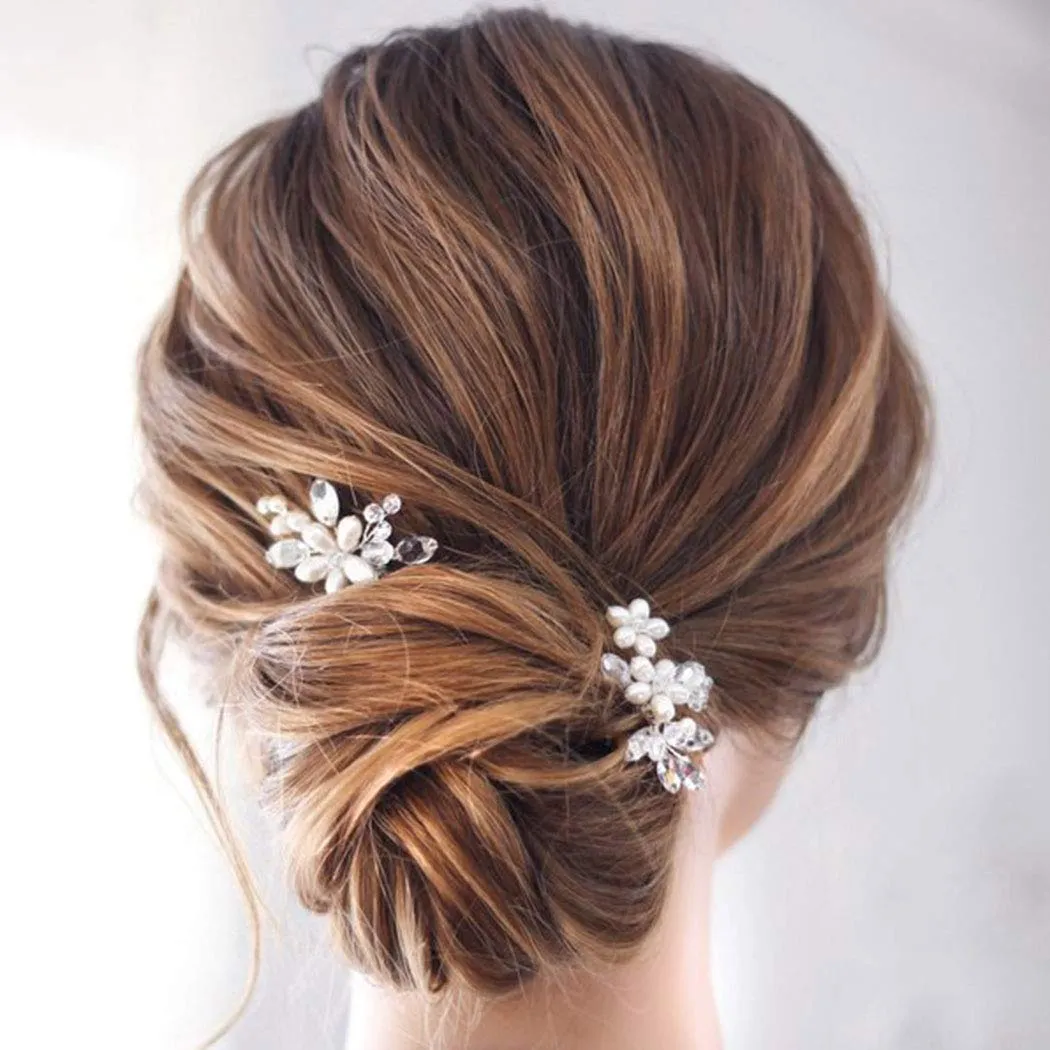 JAKAWIN Pearl Bride Wedding Hair Pins Silver Bridal Hair Piece Accessories Decorative Hair Clips for Women HP065 (Silver)