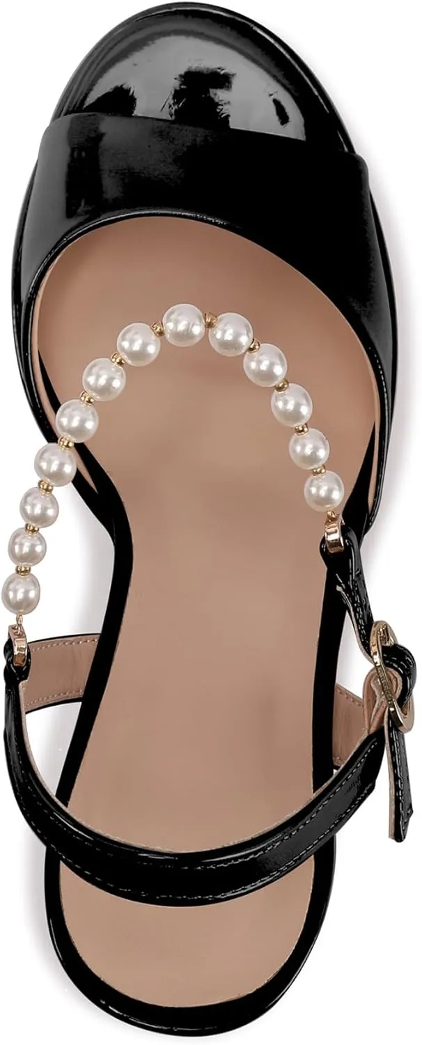 JANSEVEN Rhinestone Sandals Women Crystal Heels Platform Chunky Heel Ankle Strap Sparkling Sandals Peep Toe Sexy Dress Bridal Wedding Party Shoes