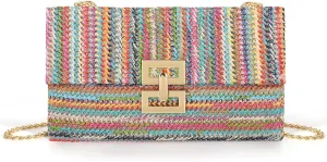 JASGOOD Straw Purse Clutch Bags for Women Straw Crossbody Bags Summer Beach Handbags Boho Woven Shoulder Bag Evening Bag