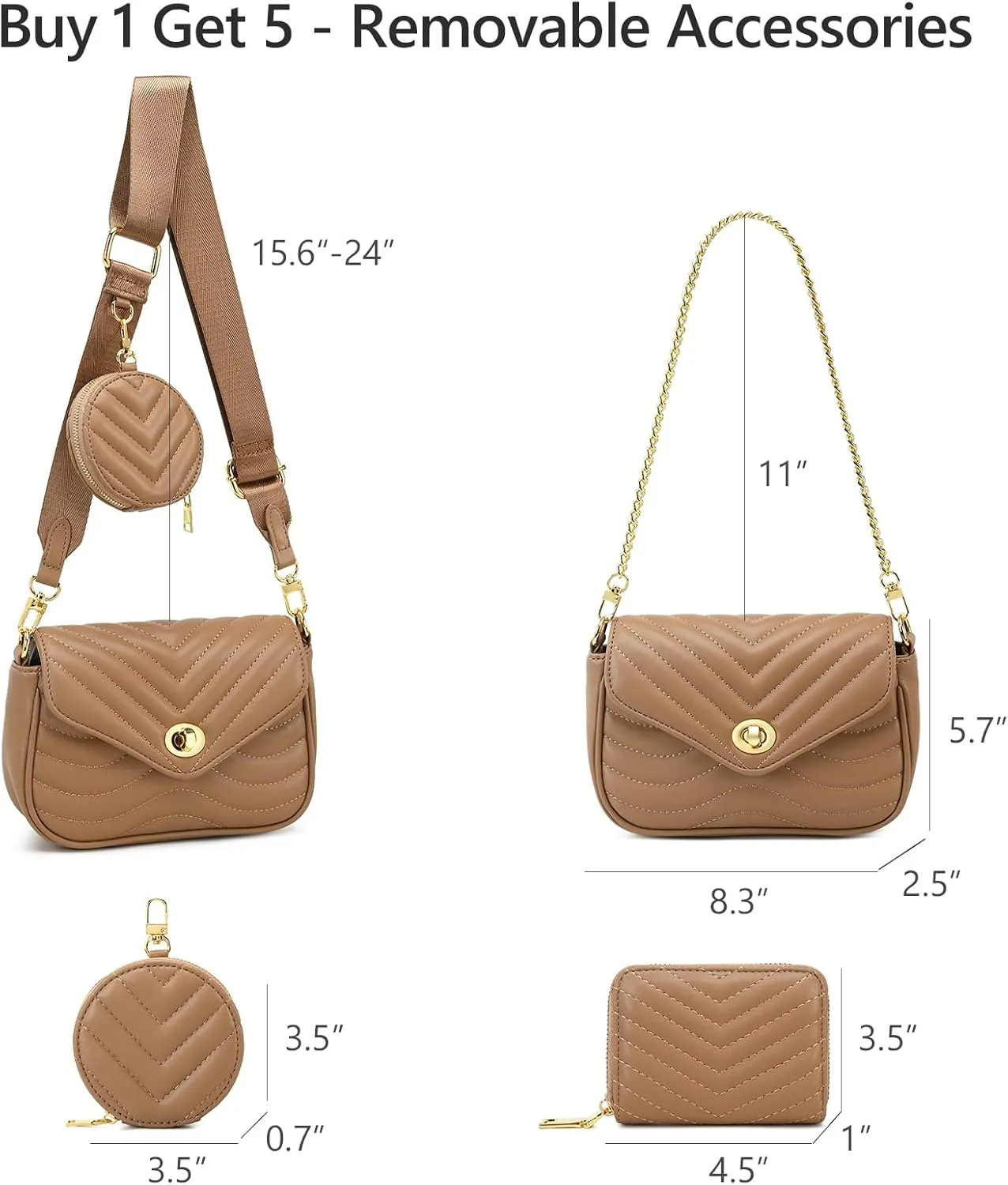 JEEHAN Quilted Crossbody Bags for women Designer Shoulder Handbags Small Purse