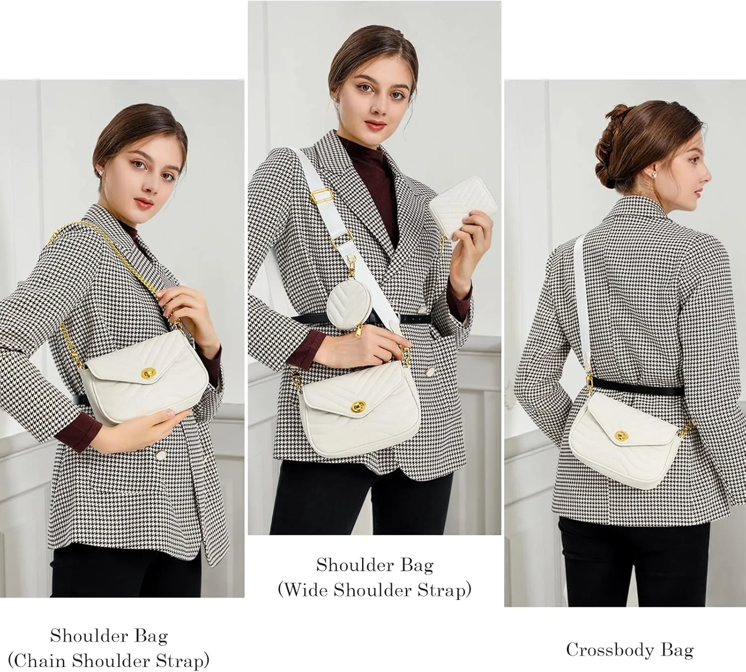 JEEHAN Quilted Crossbody Bags for women Designer Shoulder Handbags Small Purse